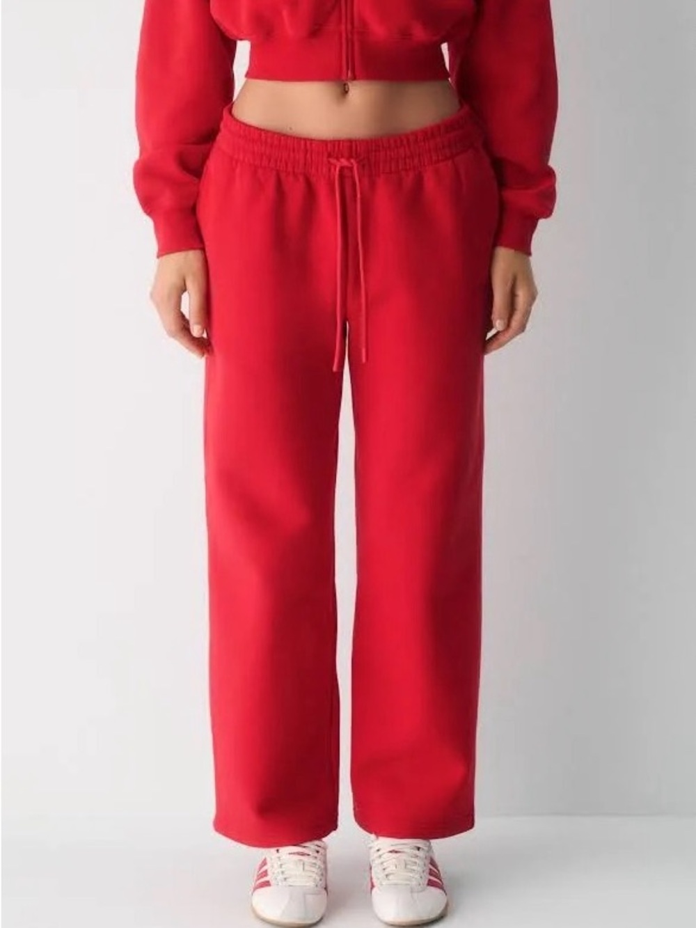 Aritzia Red Wide-Leg Drawstring Sweatpants
